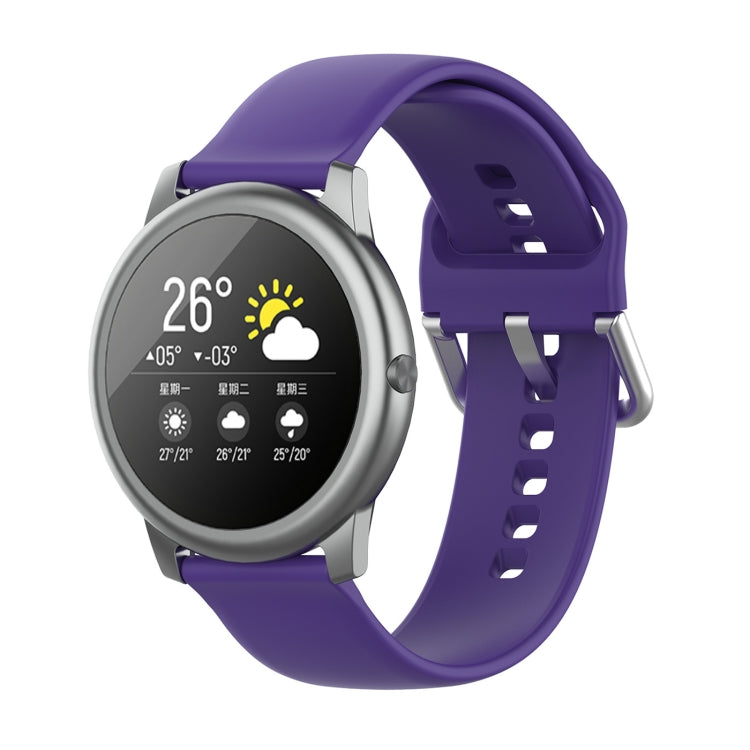 For Xiaomi Haylou Solar LS05 Silicone Solid Color Silver Buckle Watch Band, Size: 22mm(Purple) - Watch Bands by buy2fix | Online Shopping UK | buy2fix