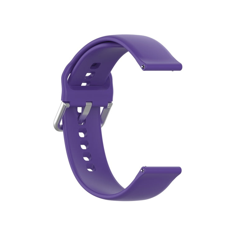 For Xiaomi Haylou Solar LS05 Silicone Solid Color Silver Buckle Watch Band, Size: 22mm(Purple) - Watch Bands by buy2fix | Online Shopping UK | buy2fix