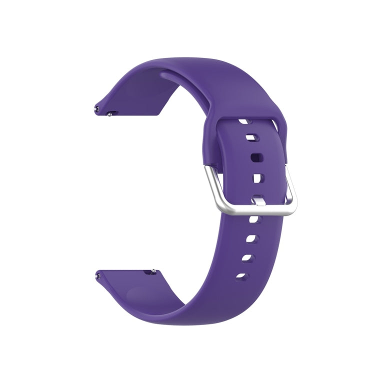 For Xiaomi Haylou Solar LS05 Silicone Solid Color Silver Buckle Watch Band, Size: 22mm(Purple) - Watch Bands by buy2fix | Online Shopping UK | buy2fix