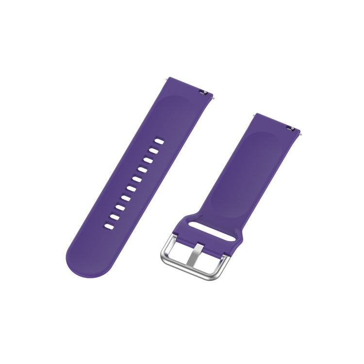 For Xiaomi Haylou Solar LS05 Silicone Solid Color Silver Buckle Watch Band, Size: 22mm(Purple) - Watch Bands by buy2fix | Online Shopping UK | buy2fix