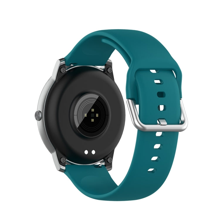 For Xiaomi Haylou Solar LS05 Silicone Solid Color Silver Buckle Watch Band, Size: 22mm(Official Green) - Watch Bands by buy2fix | Online Shopping UK | buy2fix