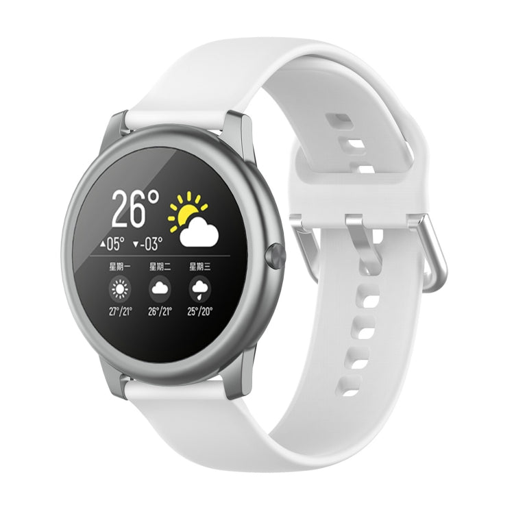 For Xiaomi Haylou Solar LS05 Silicone Solid Color Silver Buckle Watch Band, Size: 22mm(White) - Watch Bands by buy2fix | Online Shopping UK | buy2fix