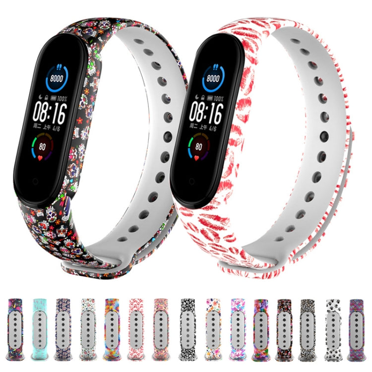 For Xiaomi Mi Band 5 TPU Watch Band(Birds and Flowers) by buy2fix