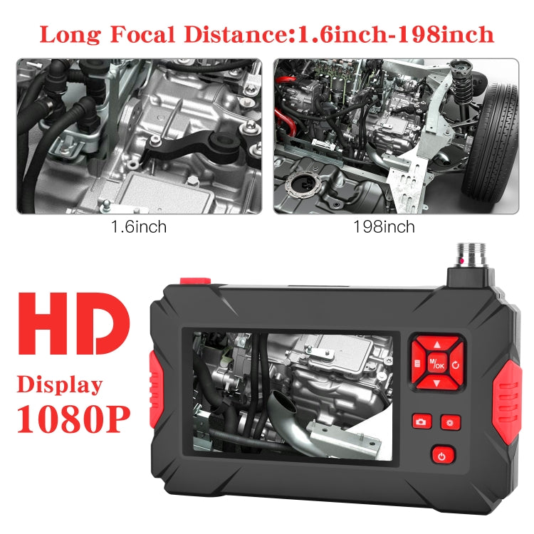P30 8mm 1080P IP68 Waterproof 4.3 inch Screen Dual Camera Digital Endoscope, Length:2m Hard Cable(Black) - by buy2fix | Online Shopping UK | buy2fix
