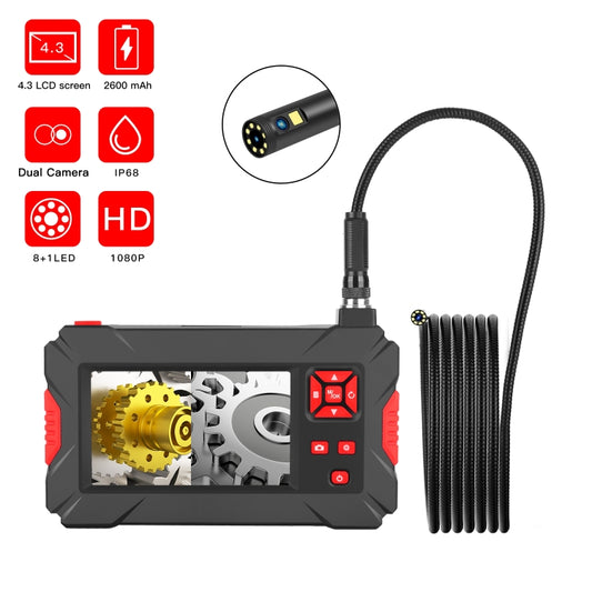 P30 8mm 1080P IP68 Waterproof 4.3 inch Screen Dual Camera Digital Endoscope, Length:1m Snake Tube(Black) by buy2fix