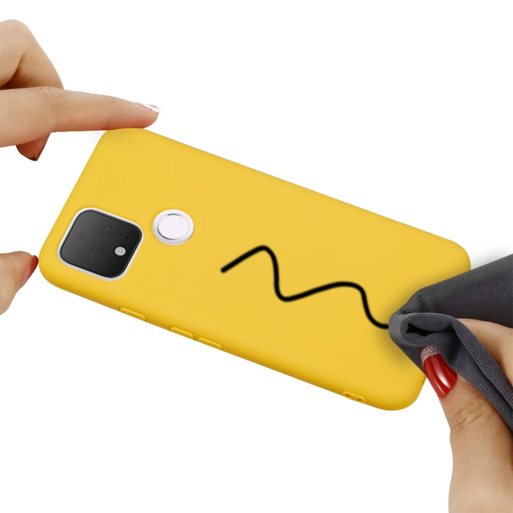 For Google Pixel 5 Pure Color Liquid Silicone Shockproof Full Coverage Case(Yellow) - Google Cases by buy2fix | Online Shopping UK | buy2fix