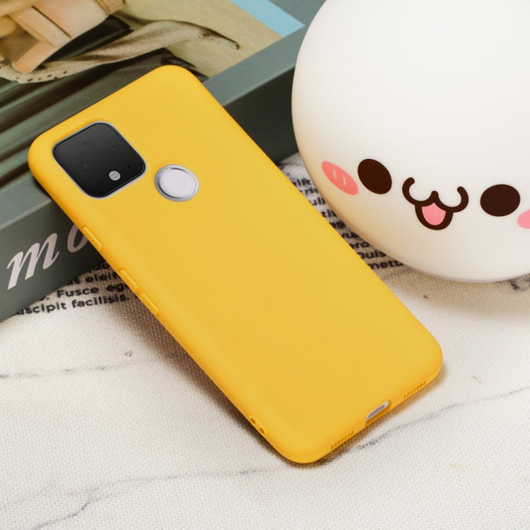 For Google Pixel 5 Pure Color Liquid Silicone Shockproof Full Coverage Case(Yellow) - Google Cases by buy2fix | Online Shopping UK | buy2fix