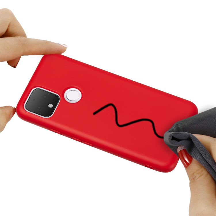 For Google Pixel 5 Pure Color Liquid Silicone Shockproof Full Coverage Case(Red) - Google Cases by buy2fix | Online Shopping UK | buy2fix