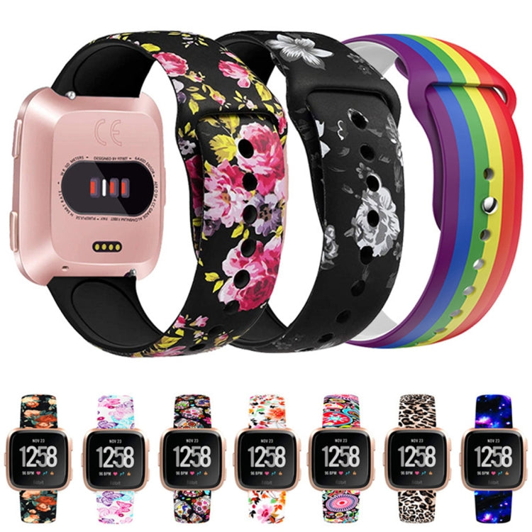 For Fitbit Versa 2 / Lite 22mm Reverse Buckle Printed Silicone Watch Band(Paw Print On White) by buy2fix