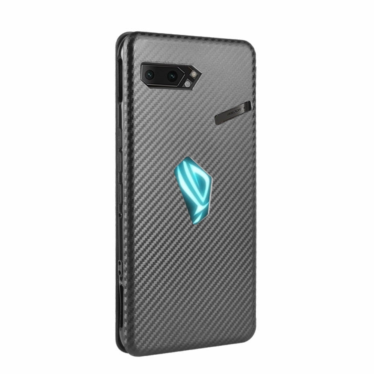 For Asus ROG Phone II Carbon Fiber Texture Horizontal Flip TPU + PC + PU Leather Case with Card Slot(Black) - ASUS Cases by buy2fix | Online Shopping UK | buy2fix