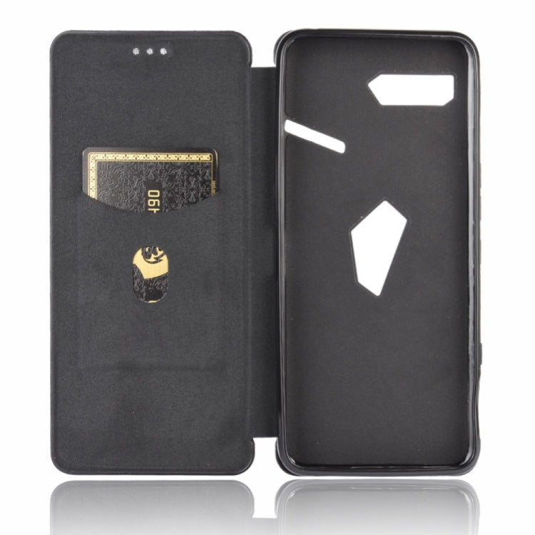For Asus ROG Phone II Carbon Fiber Texture Horizontal Flip TPU + PC + PU Leather Case with Card Slot(Black) - ASUS Cases by buy2fix | Online Shopping UK | buy2fix