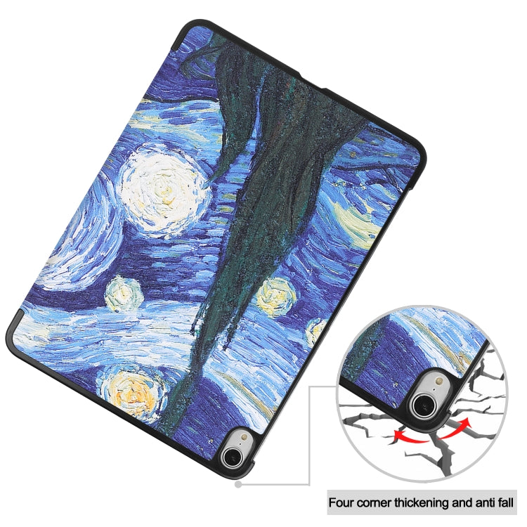 For iPad Air 11 2024 / 2022 / 2020 10.9 Colored Drawing Horizontal Flip Leather Case with Three-folding Holder & Sleep / Wake-up Function(Starry Sky) by buy2fix