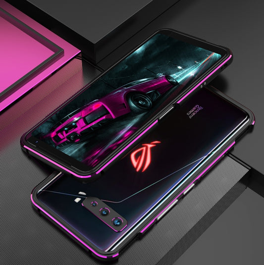 For ASUS ROG Phone 3 ZS661KS Aluminum Alloy Shockproof Protective Bumper Frame(Black Purple) - ASUS Cases by buy2fix | Online Shopping UK | buy2fix