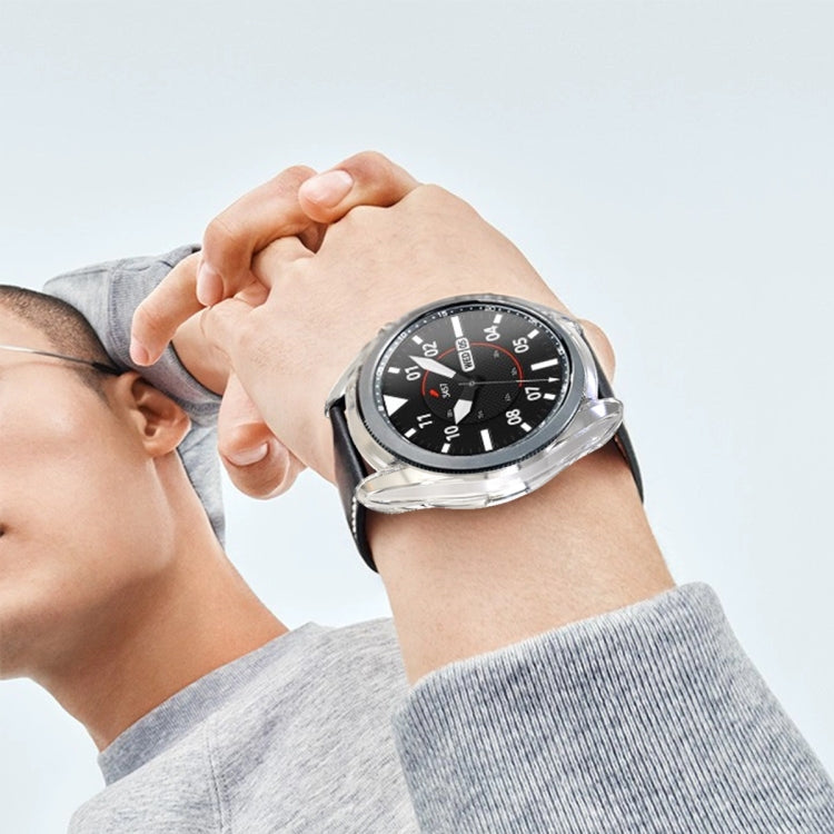 For Samsung Galaxy Watch 3 41mm Electroplating Hollow Half-pack TPU Protective Case(Transparent) - Watch Cases by ENKAY | Online Shopping UK | buy2fix