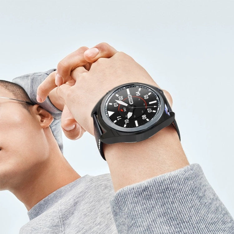 For Samsung Galaxy Watch 3 45mm Electroplating Hollow Half-pack TPU Protective Case(Black) - Watch Cases by ENKAY | Online Shopping UK | buy2fix