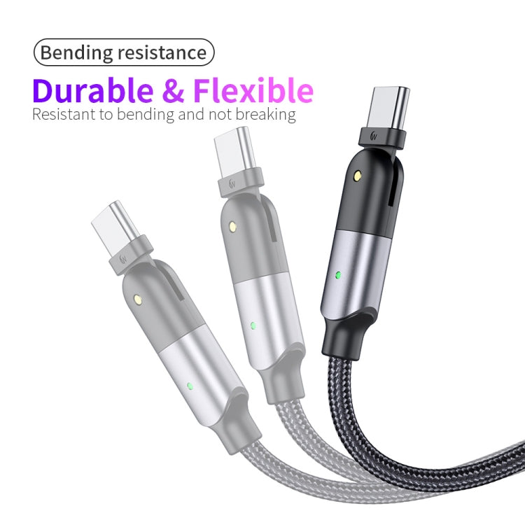 ZFXCT-WYA0G 3A USB to USB-C / Type-C 180 Degree Rotating Elbow Charging Cable, Length:2m(Grey) - USB-C & Type-C Cable by buy2fix | Online Shopping UK | buy2fix