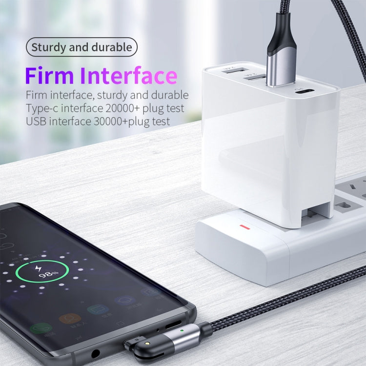 ZFXCT-WYA0G 3A USB to USB-C / Type-C 180 Degree Rotating Elbow Charging Cable, Length:2m(Grey) - USB-C & Type-C Cable by buy2fix | Online Shopping UK | buy2fix