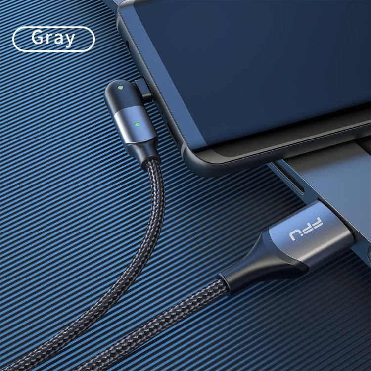 ZFXCT-WYA0G 3A USB to USB-C / Type-C 180 Degree Rotating Elbow Charging Cable, Length:2m(Grey) - USB-C & Type-C Cable by buy2fix | Online Shopping UK | buy2fix