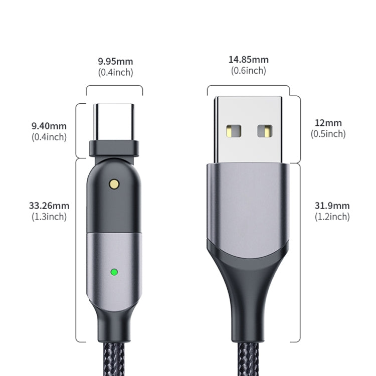 ZFXCT-WYA0G 3A USB to USB-C / Type-C 180 Degree Rotating Elbow Charging Cable, Length:2m(Grey) - USB-C & Type-C Cable by buy2fix | Online Shopping UK | buy2fix