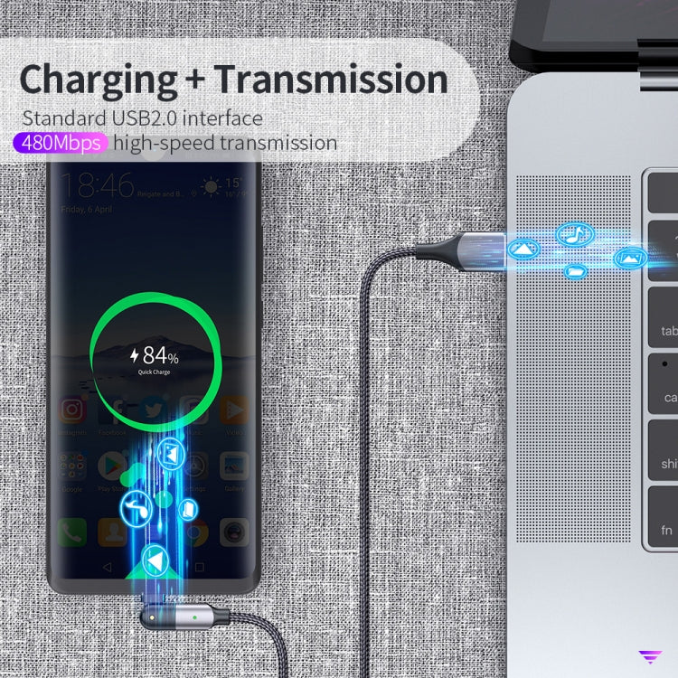 ZFXCT-WYA0G 3A USB to USB-C / Type-C 180 Degree Rotating Elbow Charging Cable, Length:2m(Grey) - USB-C & Type-C Cable by buy2fix | Online Shopping UK | buy2fix