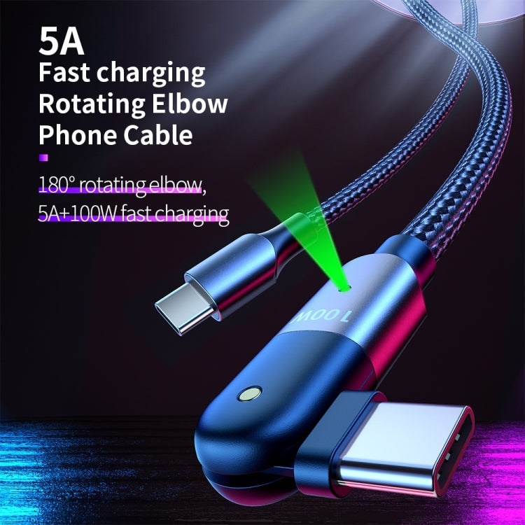 FXCTL-WY0G 100W 5A USB-C / Type-C to Type-C 180 Degree Rotating Elbow Fast Charging Cable, Length:1.2m(Grey) - USB-C & Type-C Cable by buy2fix | Online Shopping UK | buy2fix