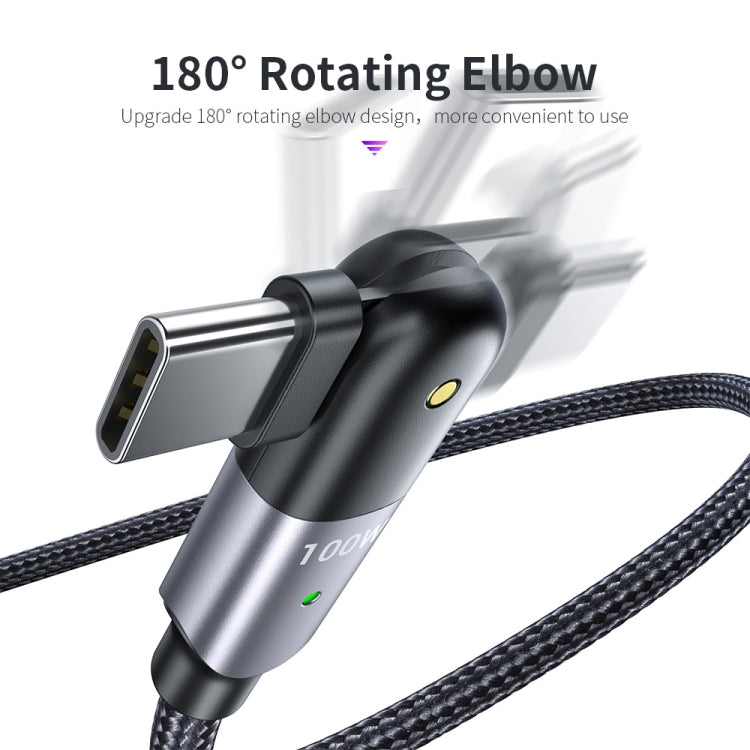 FXCTL-WY0G 100W 5A USB-C / Type-C to Type-C 180 Degree Rotating Elbow Fast Charging Cable, Length:1.2m(Grey) - USB-C & Type-C Cable by buy2fix | Online Shopping UK | buy2fix