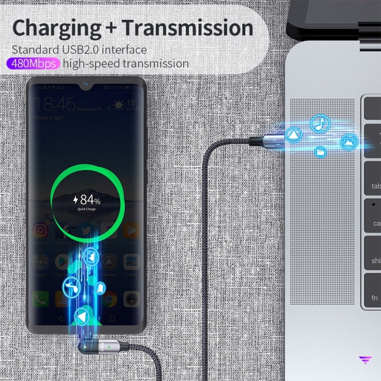 FXCTL-WY0G 100W 5A USB-C / Type-C to Type-C 180 Degree Rotating Elbow Fast Charging Cable, Length:1.2m(Grey) - USB-C & Type-C Cable by buy2fix | Online Shopping UK | buy2fix