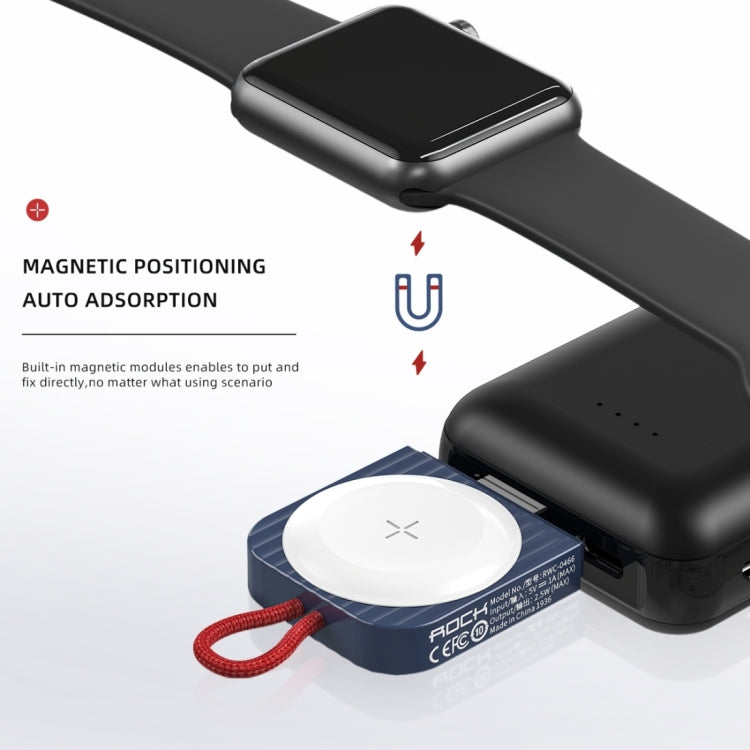 ROCK W26 Portable Magnetic Wireless Charger for Apple Watch Type-C Interface(Blue) - Charger / Holder by ROCK | Online Shopping UK | buy2fix
