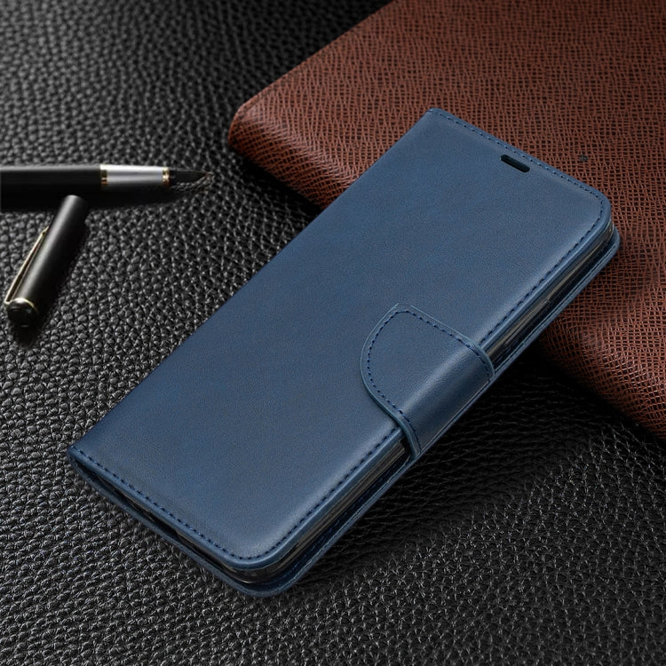 For OPPO Realme C11 Retro Lambskin Texture Pure Color Horizontal Flip PU Leather Case, with Holder & Card Slots & Wallet & Lanyard(Blue) - Realme Cases by buy2fix | Online Shopping UK | buy2fix