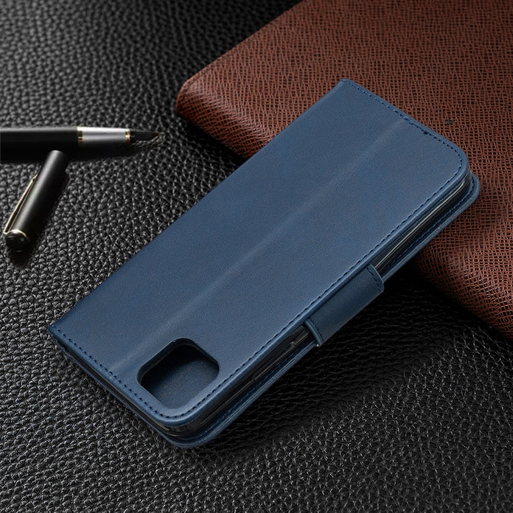 For OPPO Realme C11 Retro Lambskin Texture Pure Color Horizontal Flip PU Leather Case, with Holder & Card Slots & Wallet & Lanyard(Blue) - Realme Cases by buy2fix | Online Shopping UK | buy2fix