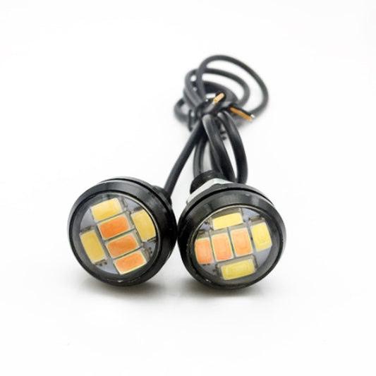 10 PCS 23mm 6LEDs SMD-5730 DC9-80V Motorcycle Eagle Eye Light(White and Yellow Light) by buy2fix