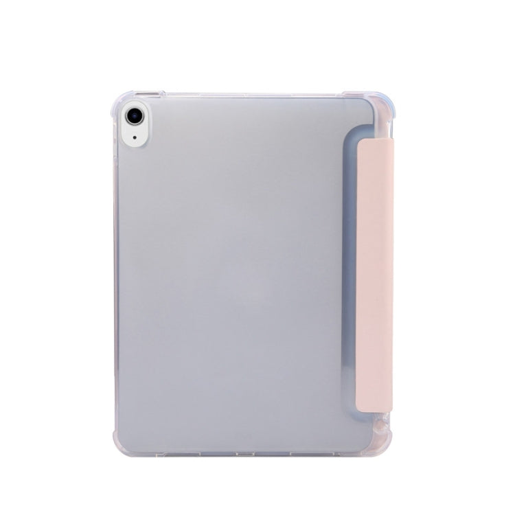 For iPad Air 2022 / 2020 10.9 3-folding Electric Pressed Skin Texture Smart Leather Tablet Case (Light Pink) - iPad Air (2022) / (2020) 10.9 Cases by buy2fix | Online Shopping UK | buy2fix