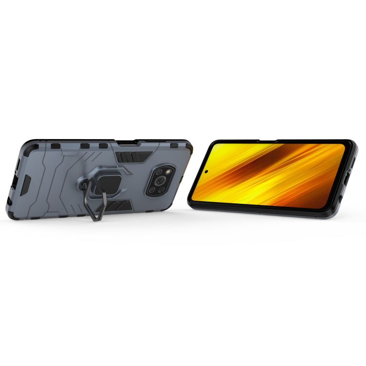 For Xiaomi Poco X3 NFC PC + TPU Shockproof Protective Case with Magnetic Ring Holder(Navy Blue) - Xiaomi Cases by buy2fix | Online Shopping UK | buy2fix