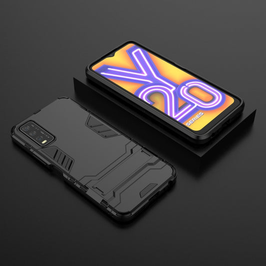 For Vivo Y20 PC + TPU Shockproof Protective Case with Holder(Black) by buy2fix