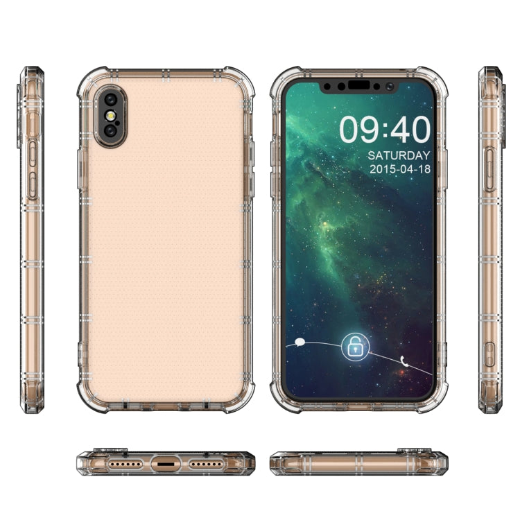 For iPhone X / XS Straight Edge Dual Bone-bits Shockproof TPU Clear Case by buy2fix