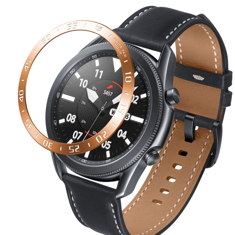 For Samsung Galaxy Watch 3 45mm Smart Watch Steel Bezel Ring, A Version(Rose Gold Ring White Letter) - Watch Cases by ENKAY | Online Shopping UK | buy2fix