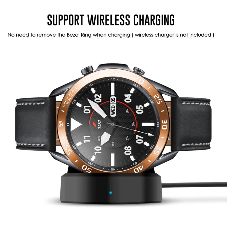 For Samsung Galaxy Watch 3 45mm Smart Watch Steel Bezel Ring, A Version(Rose Gold Ring White Letter) - Watch Cases by ENKAY | Online Shopping UK | buy2fix