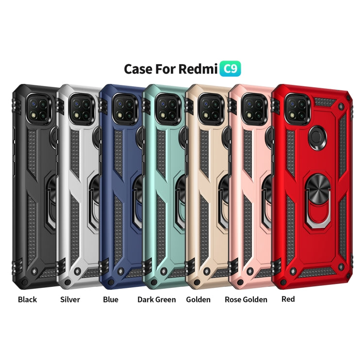 For Xiaomi Redmi 9C Shockproof TPU + PC Protective Case with 360 Degree Rotating Holder(Black) by buy2fix