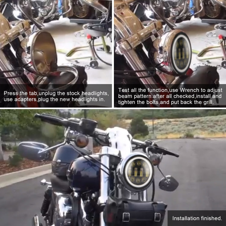 EagleVision DC9-30V 35W 6000K 4000LM 5.75 inch Round Motorcycle 6LEDs Headlight with Angel Eye for Harley-Davidson by buy2fix