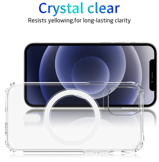 For iPhone 12 mini Magsafe Case Magnetic Ring Clear Crystal Acrylic +TPU Four-corner Airbag Shockproof Case (Transparent) by buy2fix