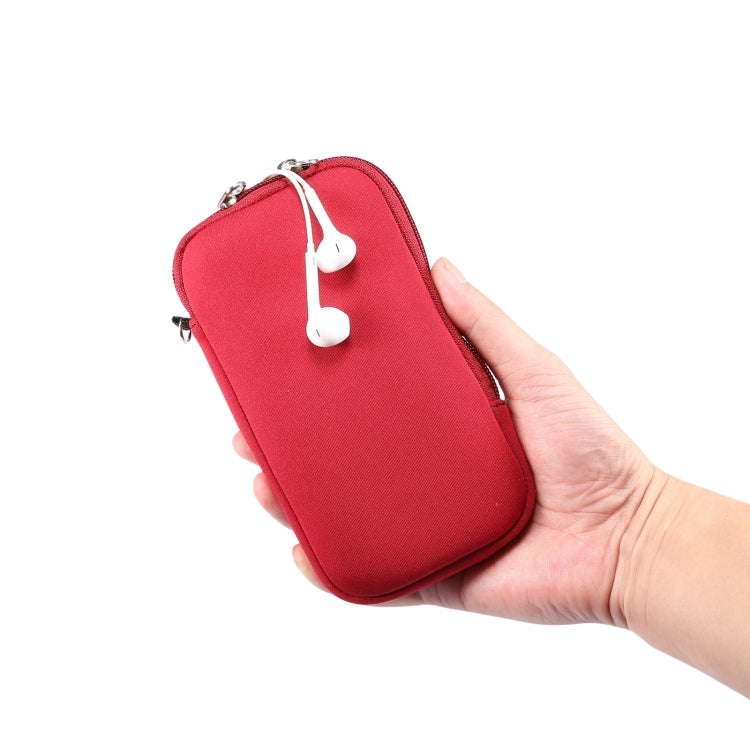Universal Elasticity Zipper Protective Case Storage Bag with Lanyard For 6.7-6.9 inch Smart Phones(Purplish Red) - iPhone 12 Pro Max Cases by buy2fix | Online Shopping UK | buy2fix