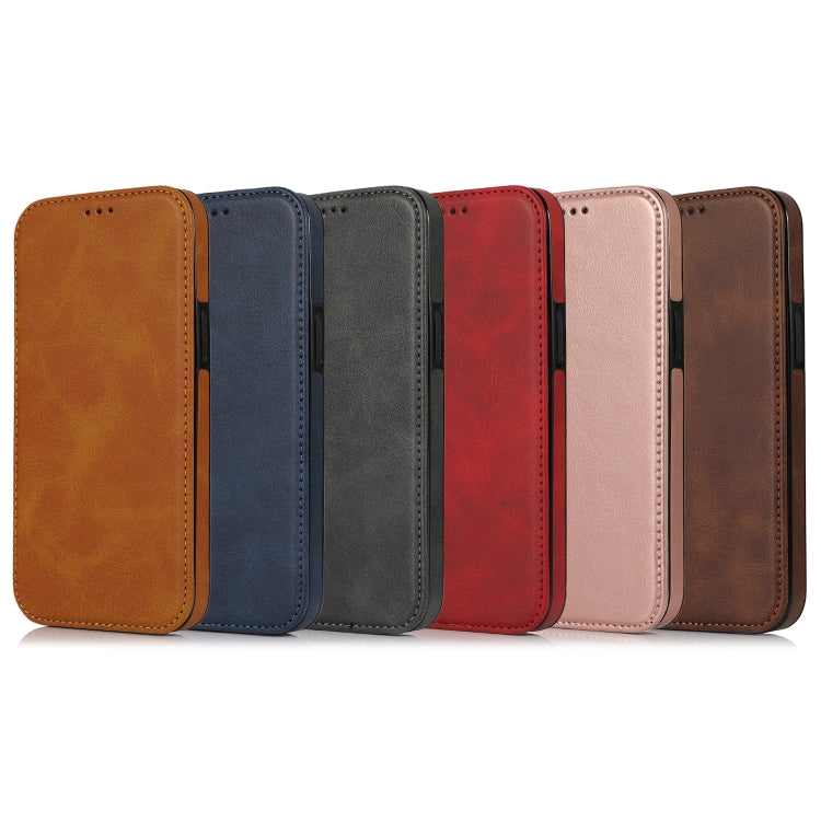 For iPhone 12 Pro Max Strong Magnetic Closure PU + TPU Leather Case with Card Slots & Holder(Brown) by buy2fix