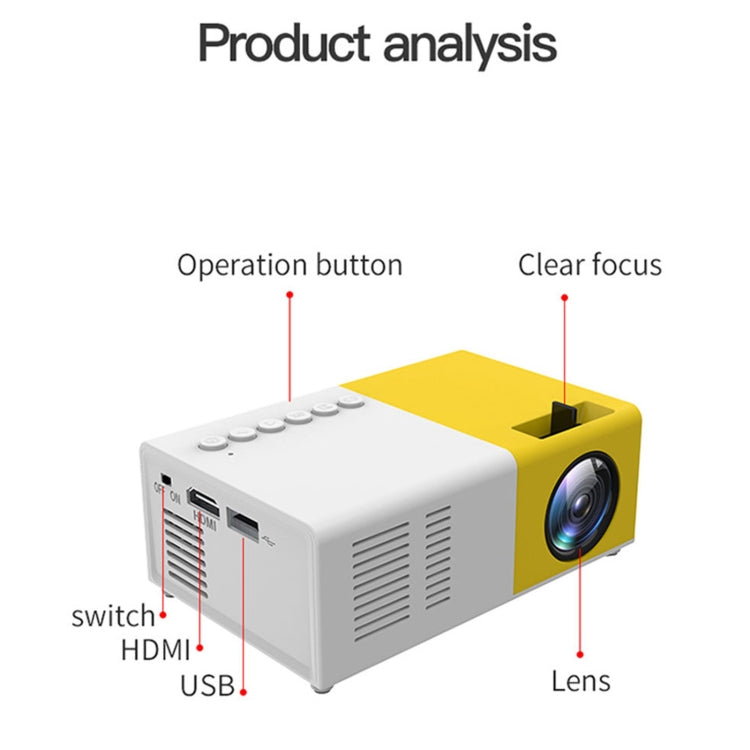 J9 1920x1080P 15 ANSI Portable Home Theater Mini LED HD Digital Projector, Basic Version, EU Plug(Black White) - Mini Projector by buy2fix | Online Shopping UK | buy2fix