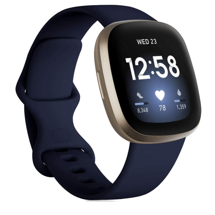 For Fitbit Versa 3 / Sense Silicone Watch Band, Size: S(Midnight Blue) - Watch Bands by buy2fix | Online Shopping UK | buy2fix