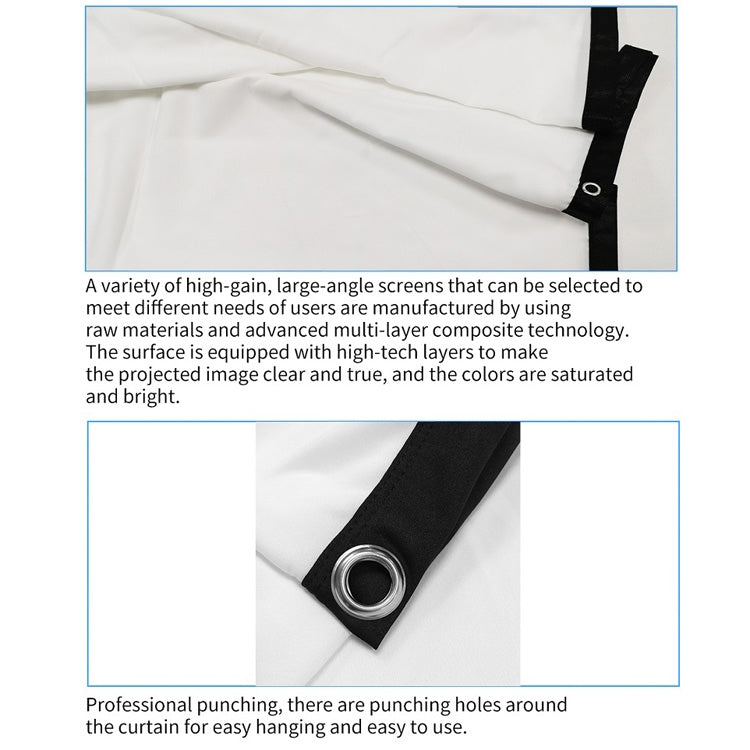 Simple Folding Thin Polyester Projector Film Curtain, Size:60 inch (4:3) Projection Area: 120x90cm - Film Curtains by buy2fix | Online Shopping UK | buy2fix