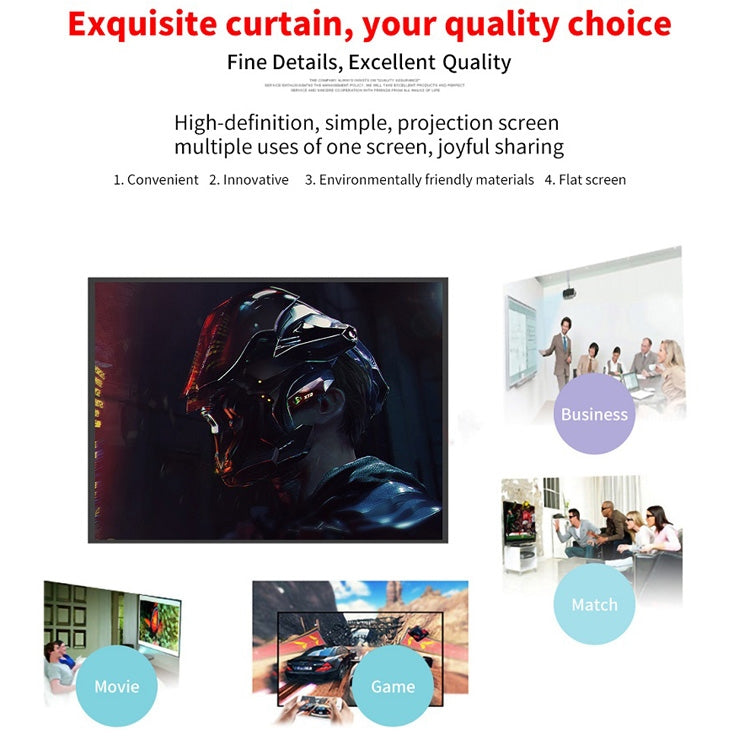 Simple Folding Thin Polyester Projector Film Curtain, Size:100 inch (4:3) Projection Area: 205x148cm - Film Curtains by buy2fix | Online Shopping UK | buy2fix