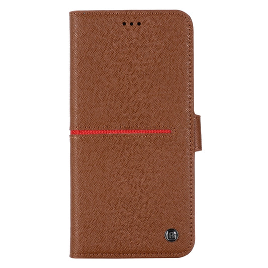 For iPhone 12 Pro Max GEBEI Top-grain Leather Horizontal Flip Protective Case with Holder & Card Slots & Wallet & Photo Frame(Brown) by GEBEI