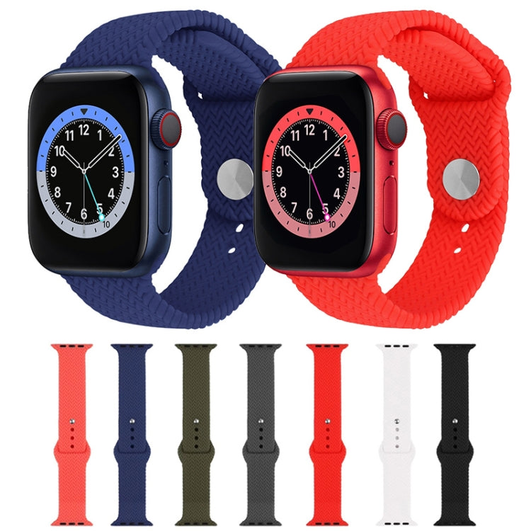 Woven Pattern Silicone Snap Watch Band For Apple Watch Series 7 41mm / 6 & SE & 5 & 4 40mm / 3 & 2 & 1 38mm(Dark Olive Green) by buy2fix