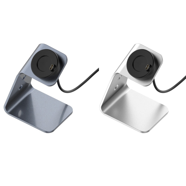 For Garmin Forerunner 745 / Venu Sq / Fenix 6 Universal Aluminum Alloy Magnetic Charger Holder with Chip Protection, Support Fast Charging, Style:Right Interface(Grey) by buy2fix