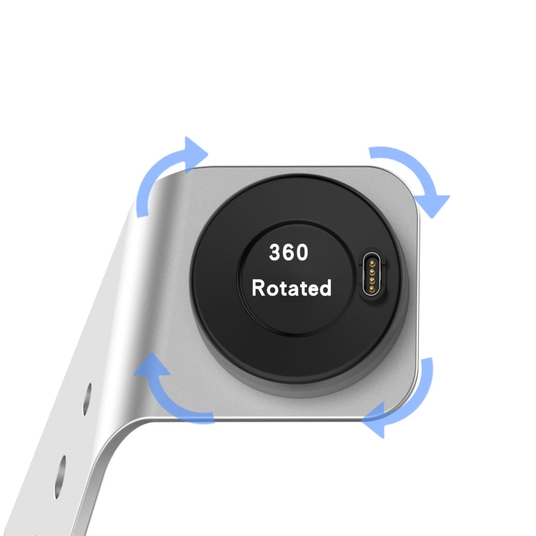 For Garmin Forerunner 745 / Venu Sq / Fenix 6 Universal Aluminum Alloy Magnetic Charger Holder with Chip Protection, Support Fast Charging, Style:Left Interface(Silver) - Charger by buy2fix | Online Shopping UK | buy2fix